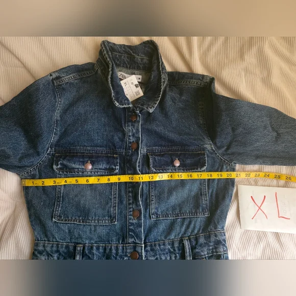 Zara Z1975 FRONT POCKETS DENIM JUMPSUIT Sz XL BNWT - Picture 5 of 11